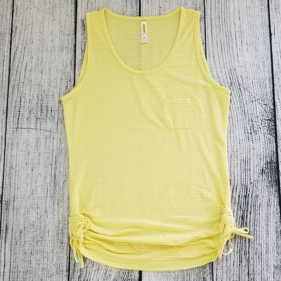 Lucy Tops - Lucy Pastel Yellow Mesh Athletic Tank